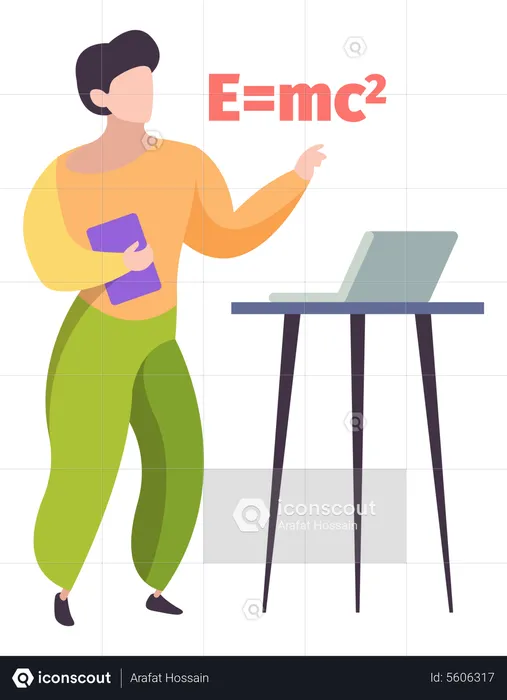 Woman teaching maths online  Illustration