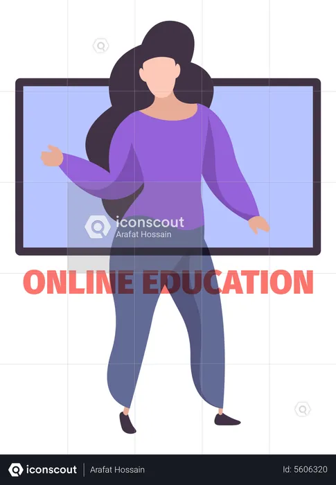 Woman teaching online via remote education  Illustration