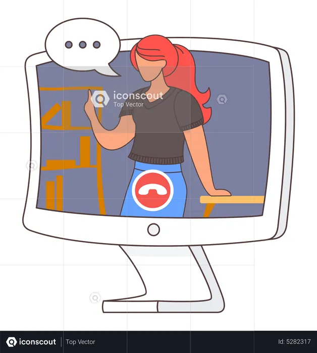 Woman teaching via video call  Illustration
