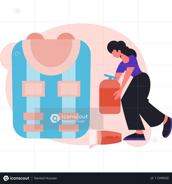 Woman telling about first aid kit  Illustration