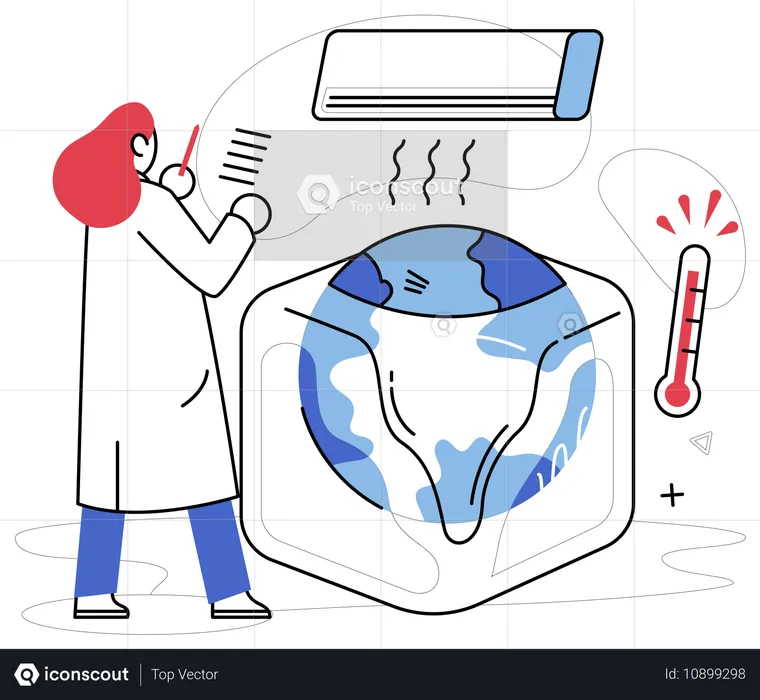 Woman telling about global warming  Illustration