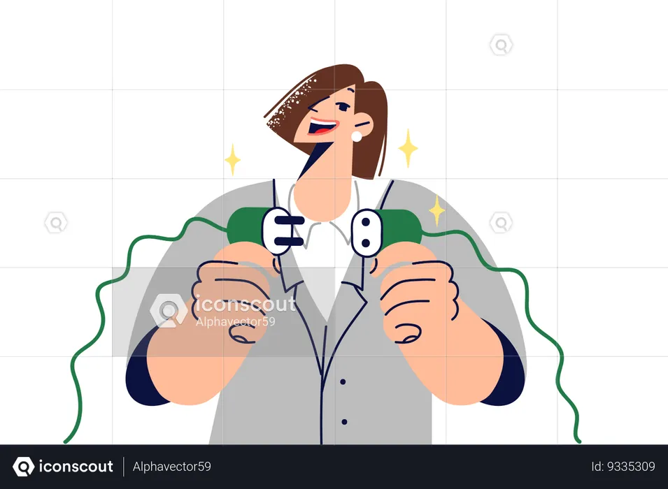 Woman telling about green energy  Illustration