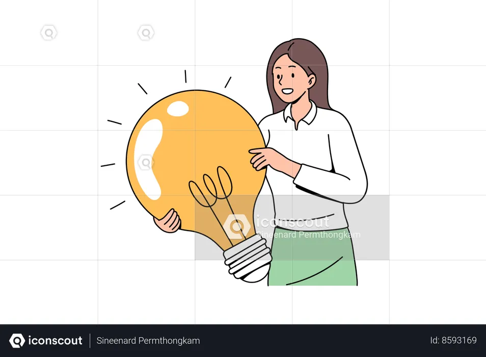 Woman thinking about creative idea  Illustration