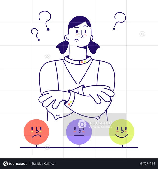 Woman thinking of review  Illustration