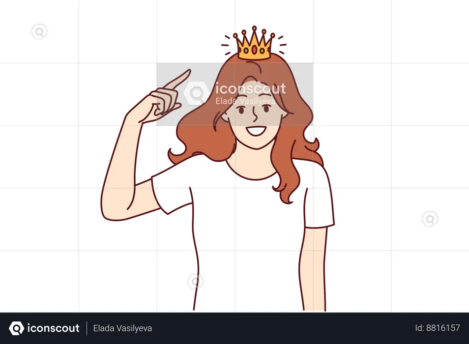 Woman thinks herself as princess  Illustration