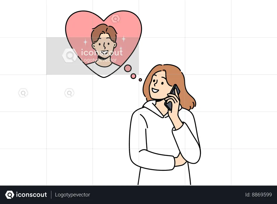 Woman thinks of her lover  Illustration