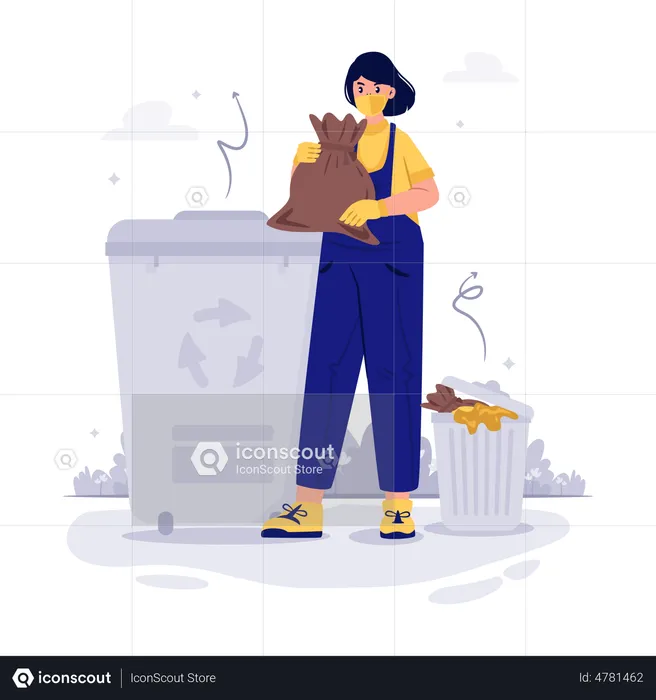 Woman throwing garbage  Illustration
