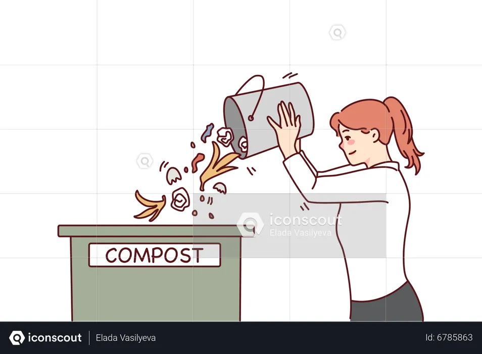 Woman throwing garbage in dustbin  Illustration