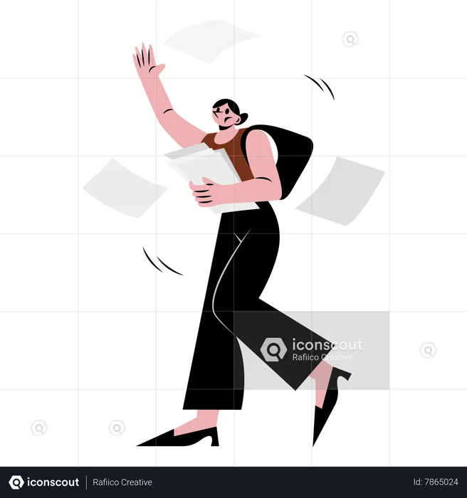 Woman throwing paper  Illustration