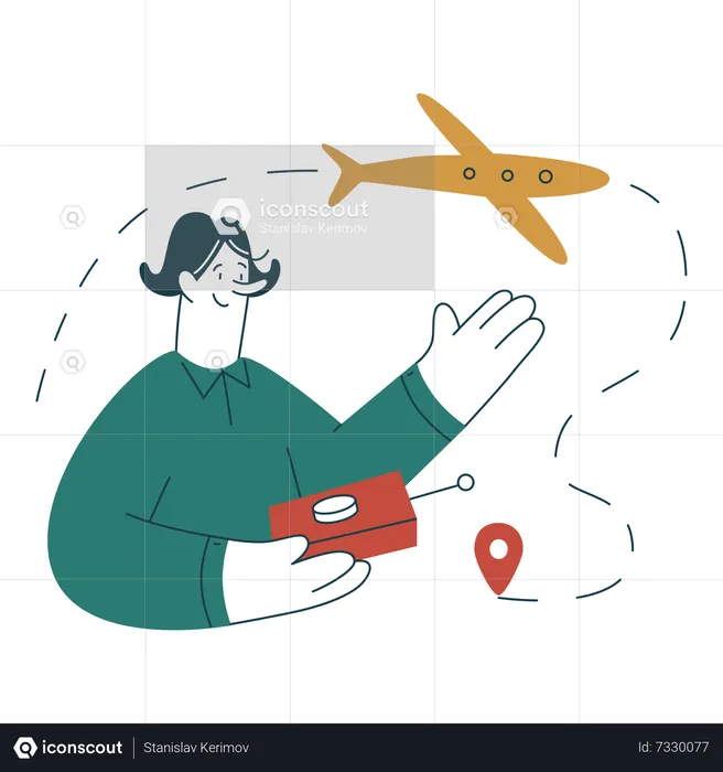 Woman tracking air delivery  Illustration