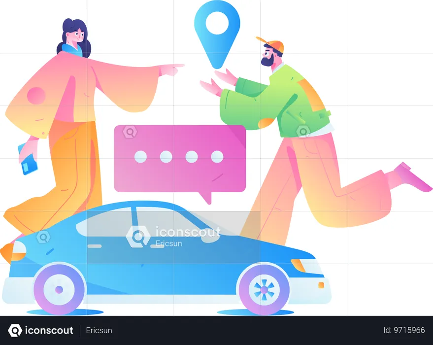 Woman tracking cab  Illustration