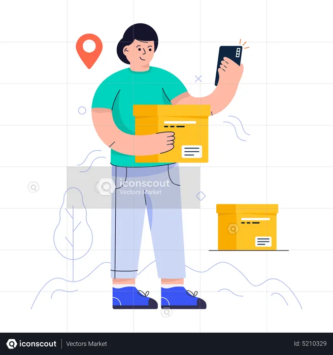Woman Tracking order on mobile  Illustration
