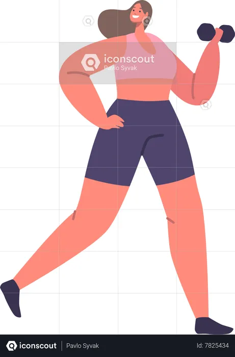 Woman training with dumbbell  Illustration