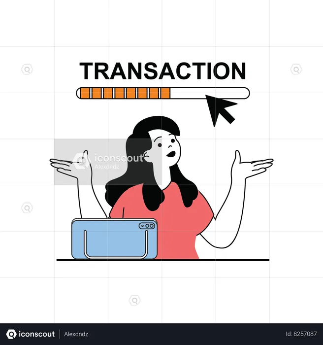 Woman transferring online money  Illustration