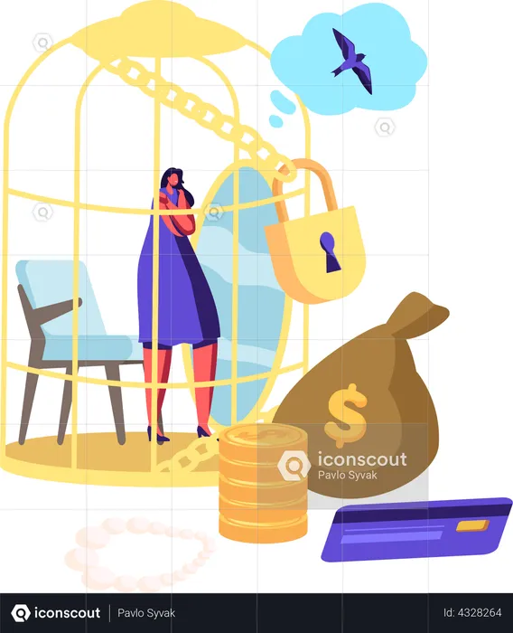 Woman trapped in luxury  Illustration