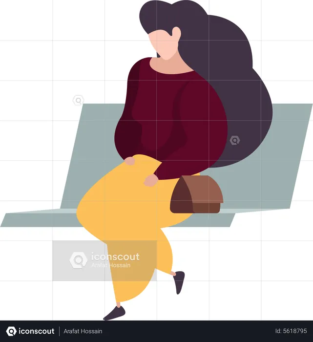 Woman travelling in train  Illustration