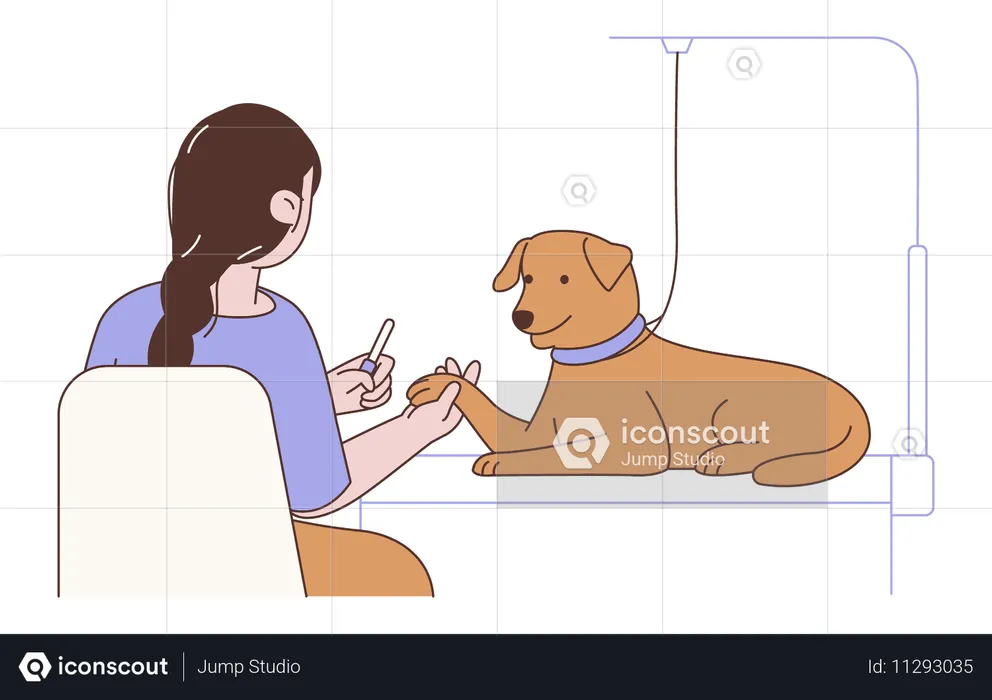 Woman Trim Claws of Dog  Illustration