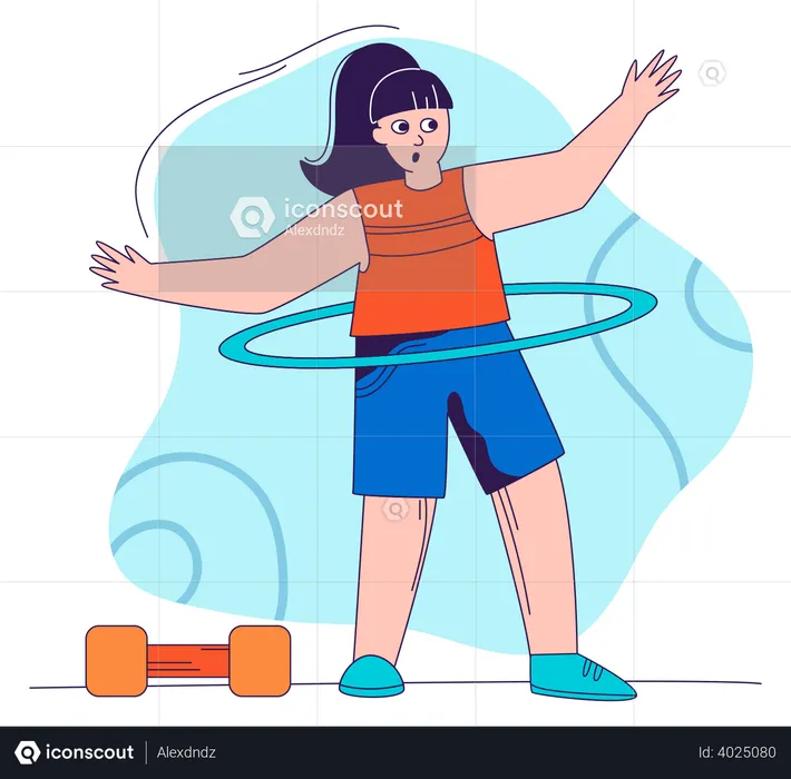 Woman Turn Hula Hoop Ring  Illustration
