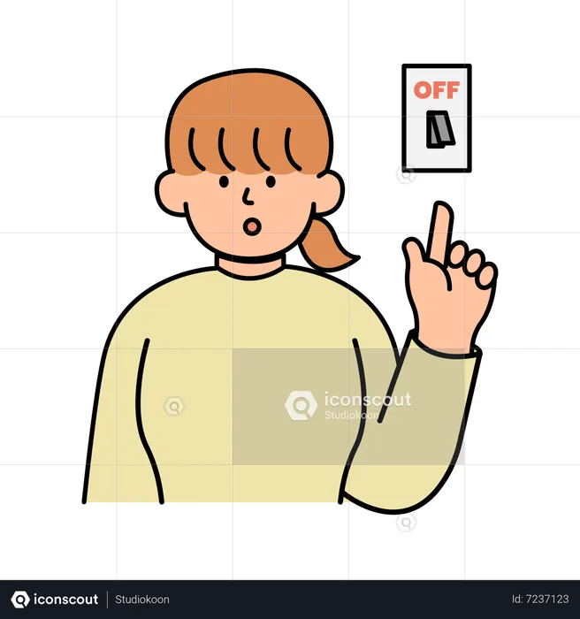Woman Turning Off Lights to Conserve Energy  Illustration