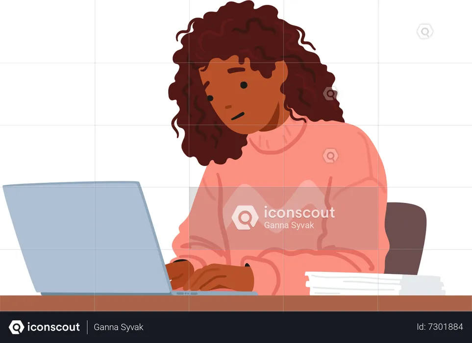 Woman Typing On Laptop  Illustration