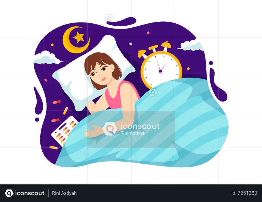 Woman Unable to Sleep  Illustration