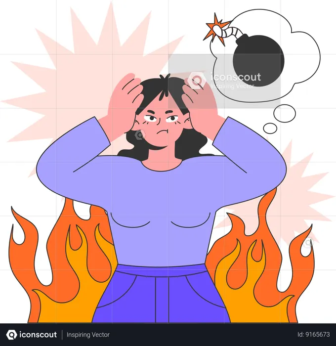 Woman under job pressure  Illustration
