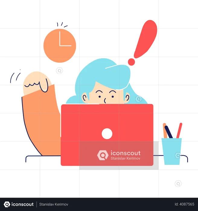 Woman under workload  Illustration