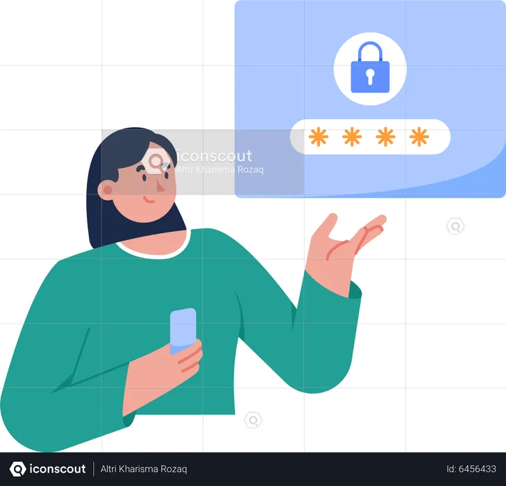 Woman use 2 Factor authentication  Illustration