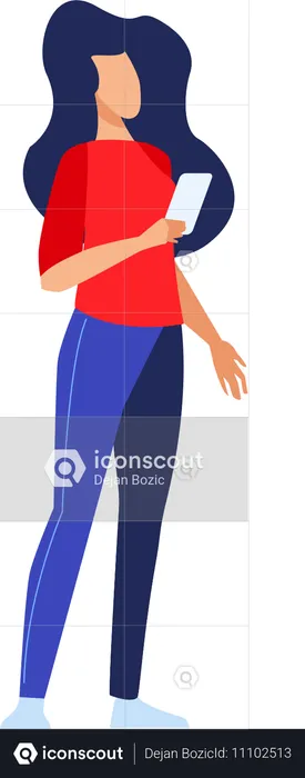 Woman Use Mobile  Illustration