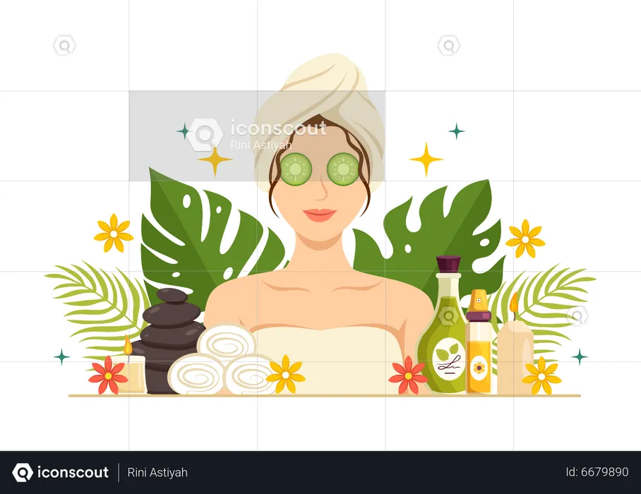 Woman using Beauty product  Illustration