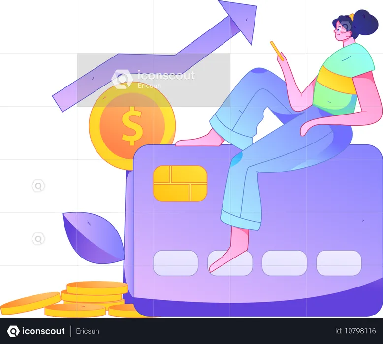 Woman using card payment  Illustration