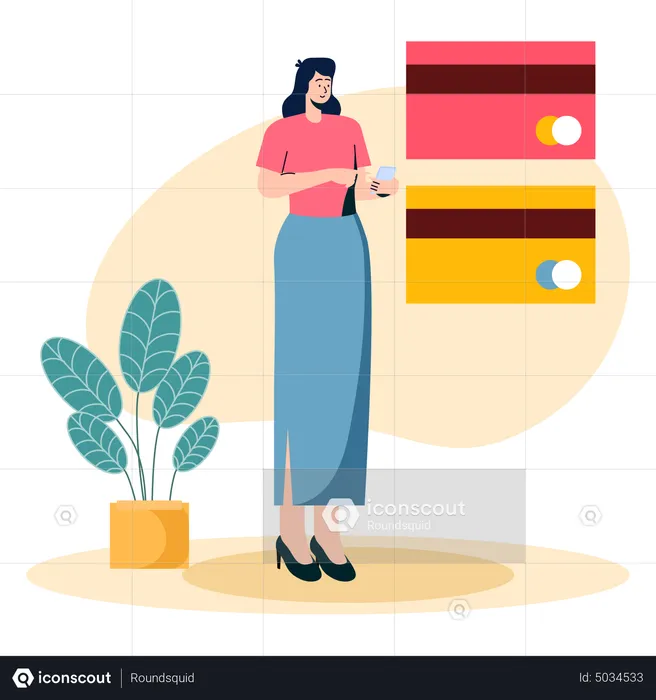 Woman Using Credit Card  Illustration