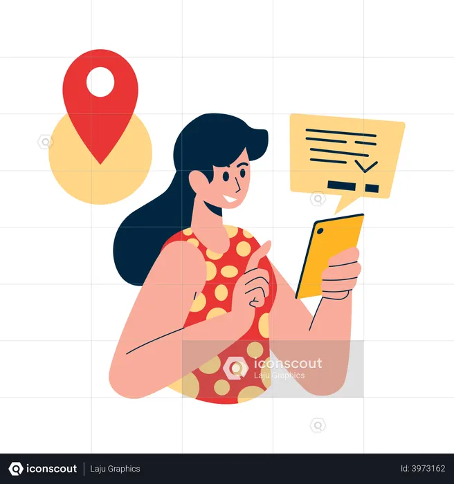 Woman using dating application  Illustration