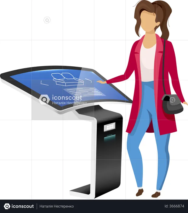 Woman using digital signage board  Illustration