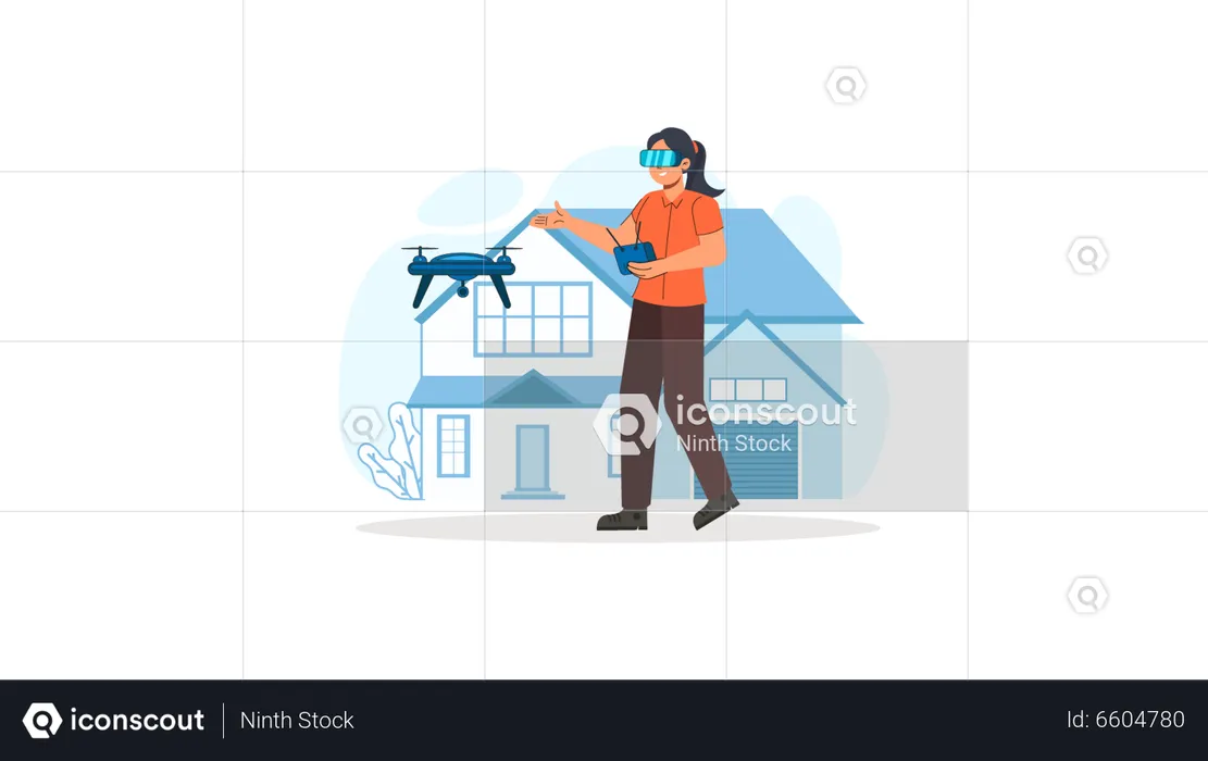 Woman using drone Technology  Illustration