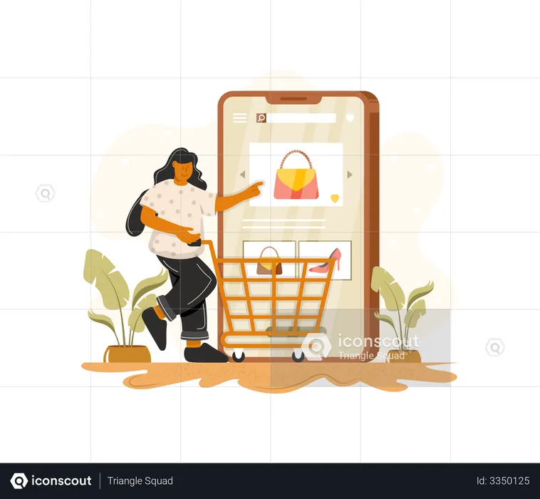 Woman using e-cart  Illustration