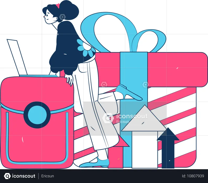 Woman Using Gift Card Wallet  Illustration