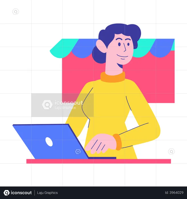 Woman using laptop  Illustration