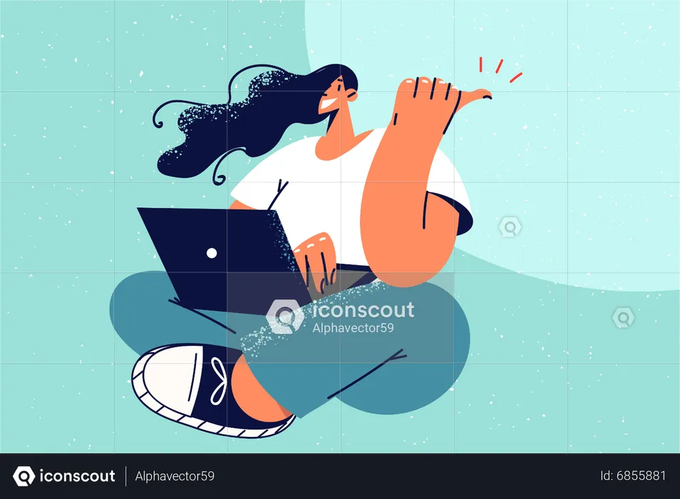 Woman using laptop  Illustration