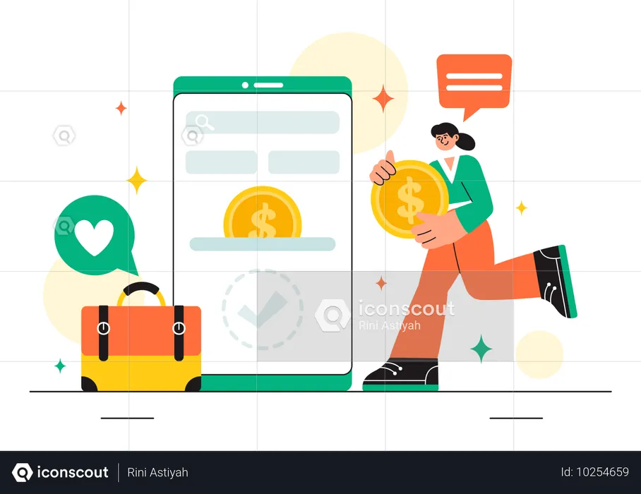 Woman Using Merchant Services  Illustration