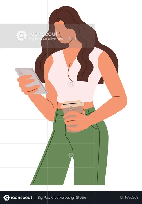 Woman using mobile  Illustration