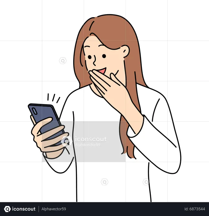 Woman using mobile  Illustration