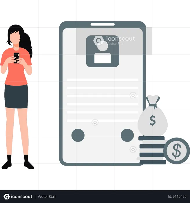 Woman using mobile phone  Illustration