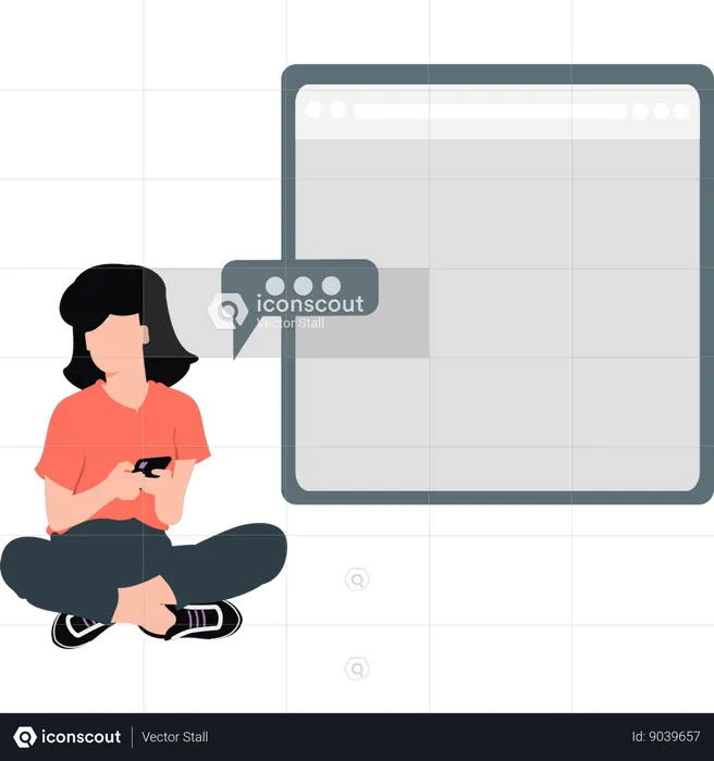 Woman using mobile phone for online chatting  Illustration