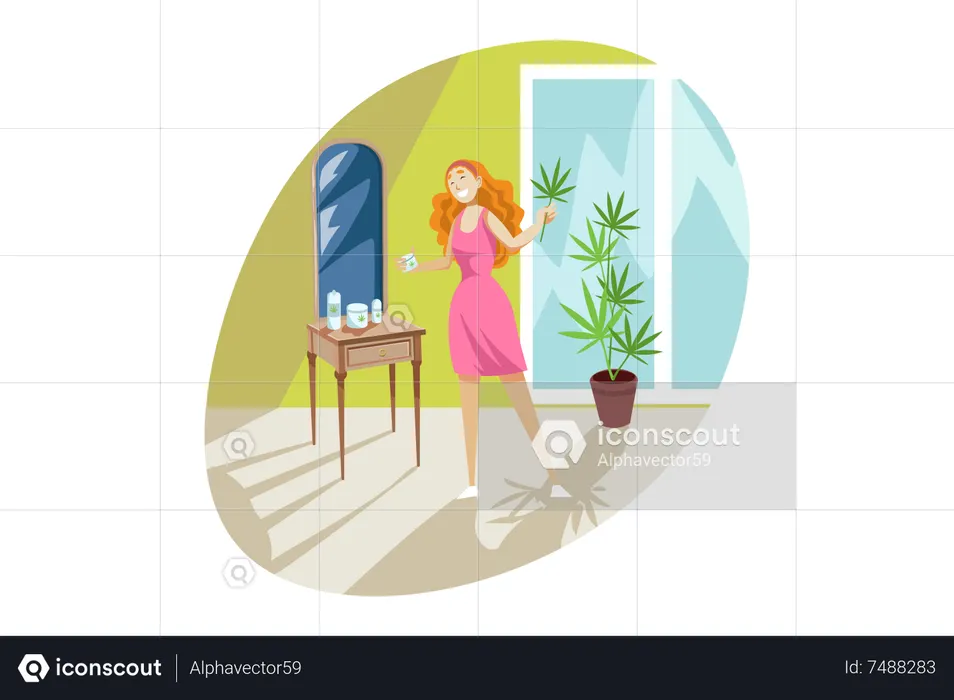 Woman using Natural cream  Illustration