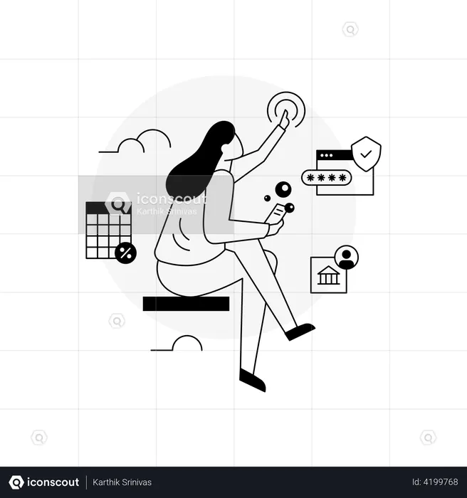 Woman using net banking  Illustration