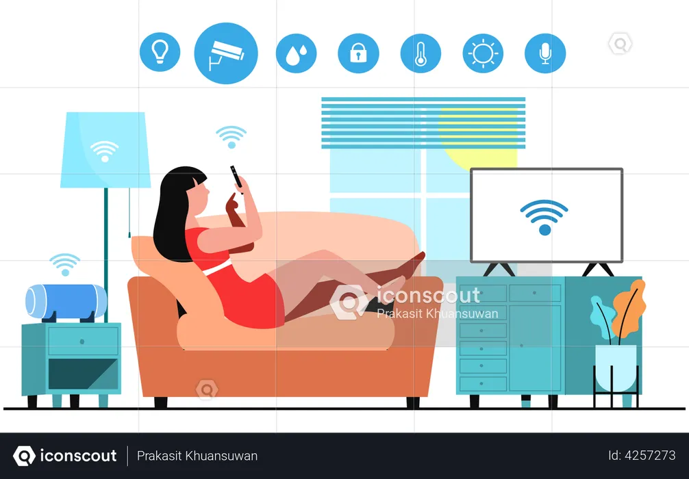 Woman using smart Device  Illustration