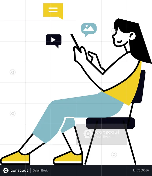 Woman using social media app  Illustration