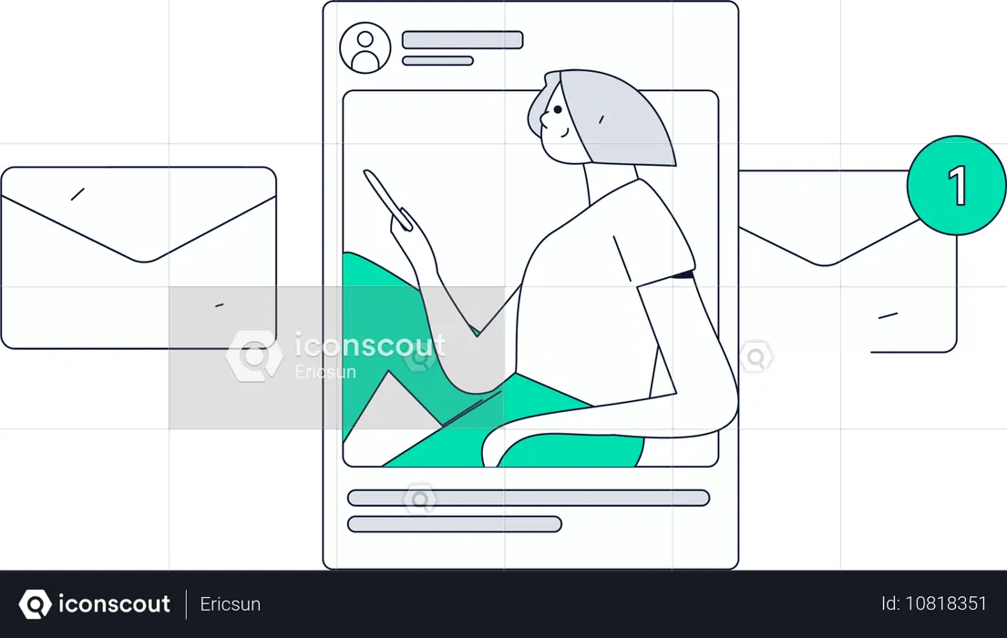 Woman Using Social Media  Illustration