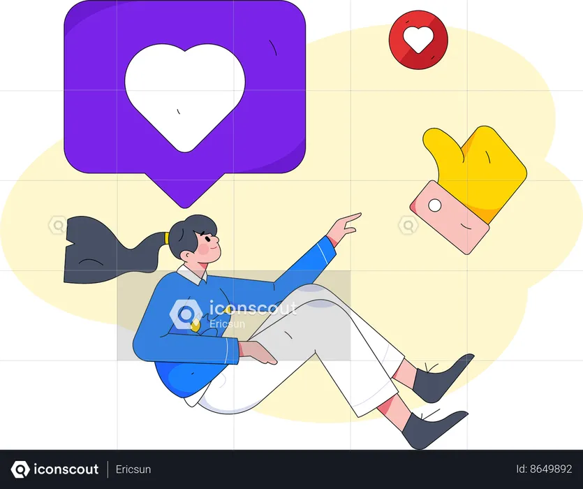 Woman using social media  Illustration